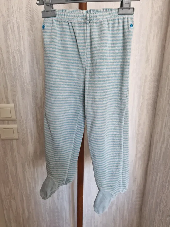 Ensemble pyjama garçon 3 ans Tissaia Oursons & étoiles bleu gris à rayure coton polyester - photo numéro 12