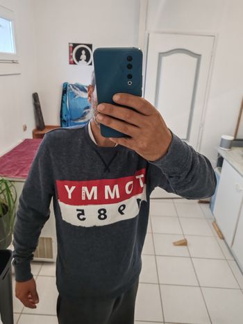 Pull Tommy Jeans vintage (2017), L, bleu chiné.