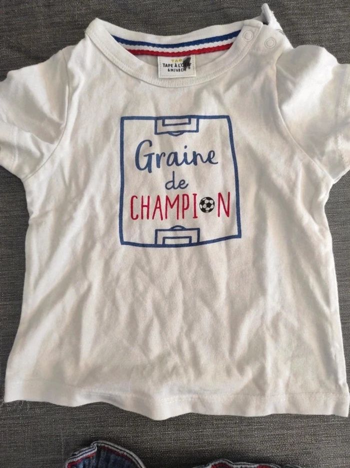 Short en jean et t-shirt Tao 6 mois - photo numéro 2