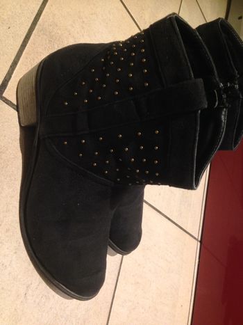 Bottines effet daim bleu marine