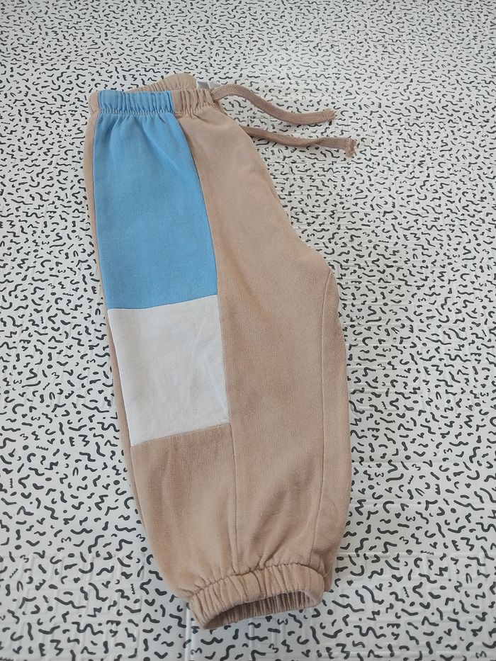 Jogging bébé H&M 9-12 mois 80 cm beige bleu blanc pantalon molleton garçon - photo numéro 5