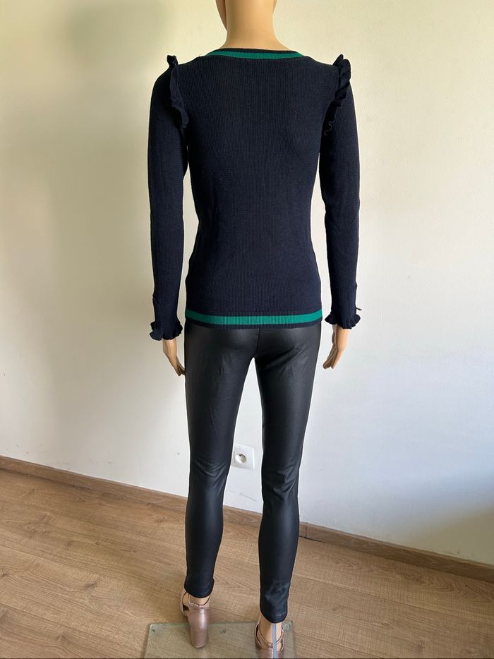 Pull bleu marine et vert à manches longues Morgan taille S TBE - photo numéro 6