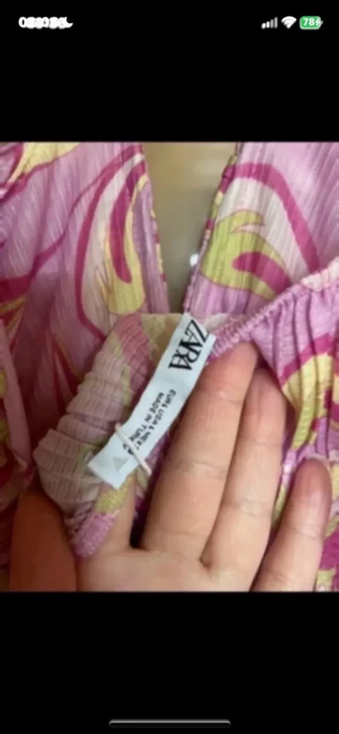 robe dos nu  d’été ZARA taille L rose imprimé jaune - photo numéro 6