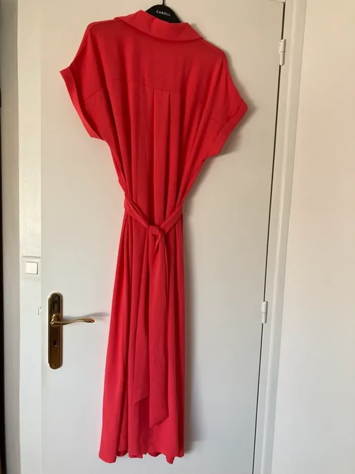 Robe longue corail à nouer à la taille - photo numéro 7