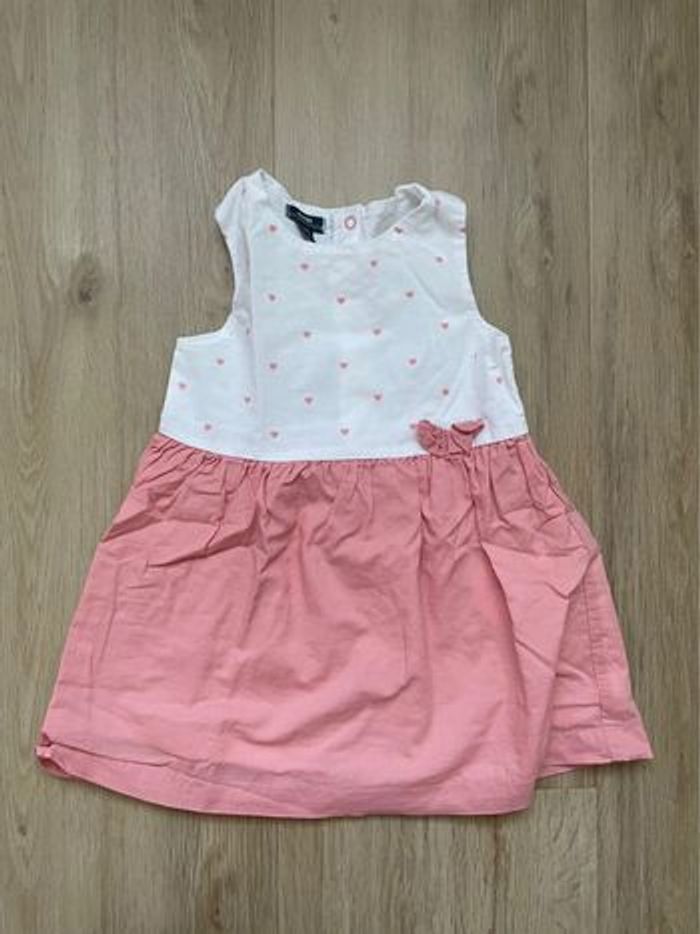 Robe Kiabi blanche et rose 12 mois