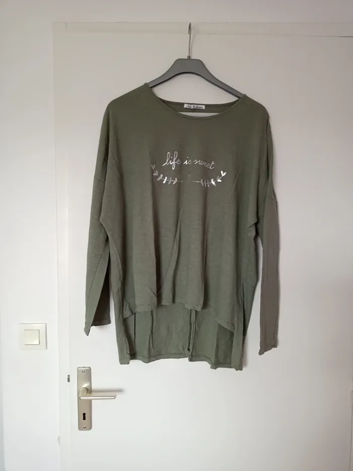 Blouse légère kaki manches longues
