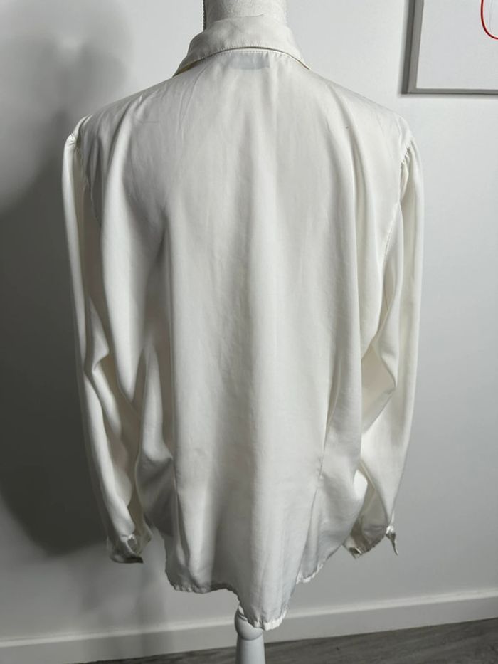Chemisier blanc crème satiné Carole Richard Vintage T46 3XL - photo numéro 6