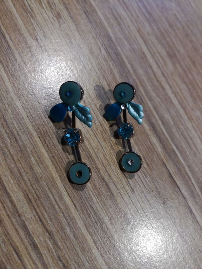 Parure bleue : boucles d'oreilles et collier - photo numéro 2