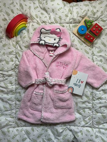 peignoir à capuche en polaire rose hello kitty avec ceinture 18 mois
