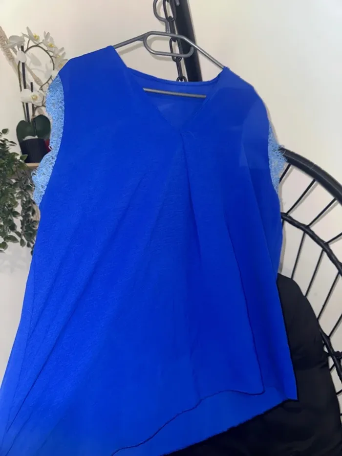 Débardeur femme bleu sans manches – Taille unique – Léger et tendance - photo numéro 2