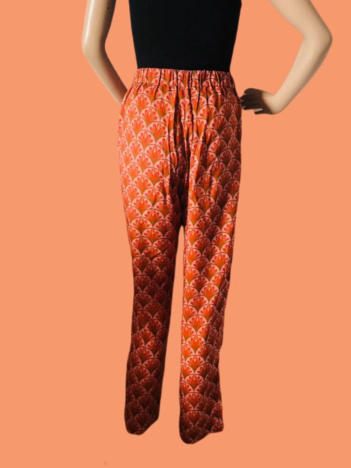 🧡Pantalon léger et fluide motif orange🌷light flowing pattern pants🧡 - photo numéro 5