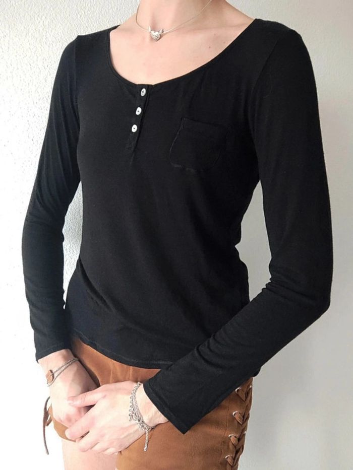 Tee-shirt Noir drapeau gris y2k / Banana Moon - 36/S à 38/M - photo numéro 6