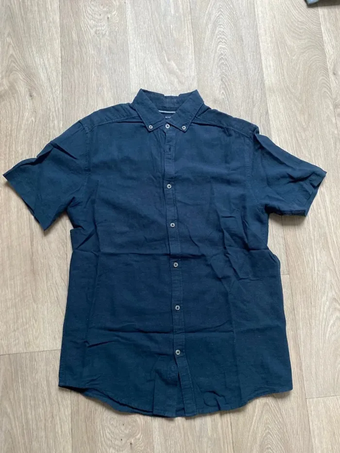 Chemise homme en lin bleu marine