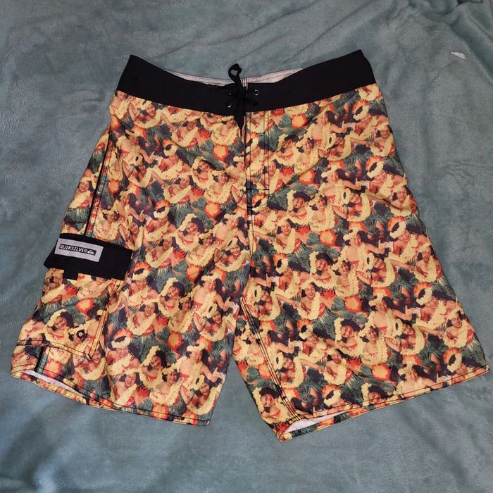 Short De Bain Vintage / Bernuda / Maillot De Bain / Aloha Hawaïen 🩳 Quiksilver  - Taille W31 - FR40
