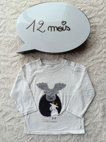 Tee shirt chemise manches longues Garçon 12 mois Apprendre l'aventure Renne Obaïbi 100% coton