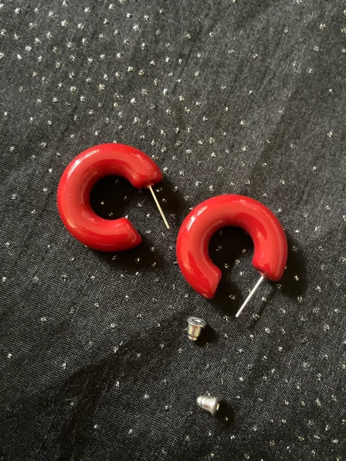 Créoles rouges 25mm - photo numéro 2