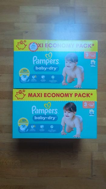 2 maxis economy packs Pampers baby dry taille 3