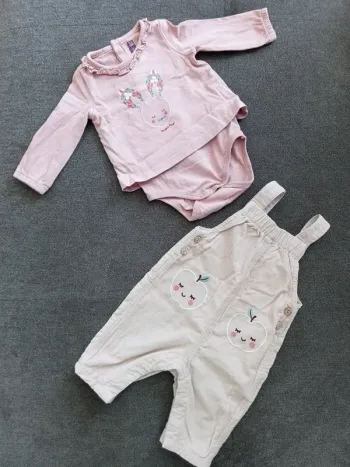 Ensemble salopette et body t-shirt Sergent major 3 mois