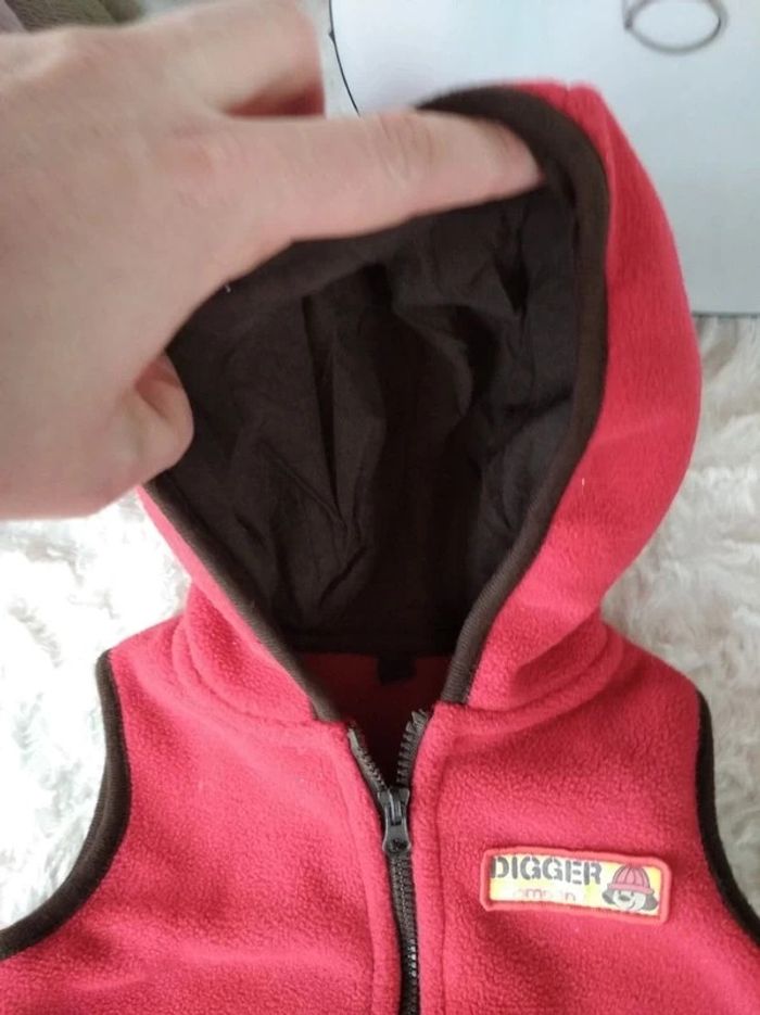 Veste gilet zippé sans manche avec capuche Garçon 6 mois Chien Digger company - photo numéro 9