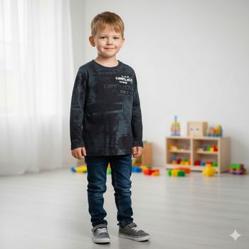 Tee-shirt manches longues noir et motifs texturé