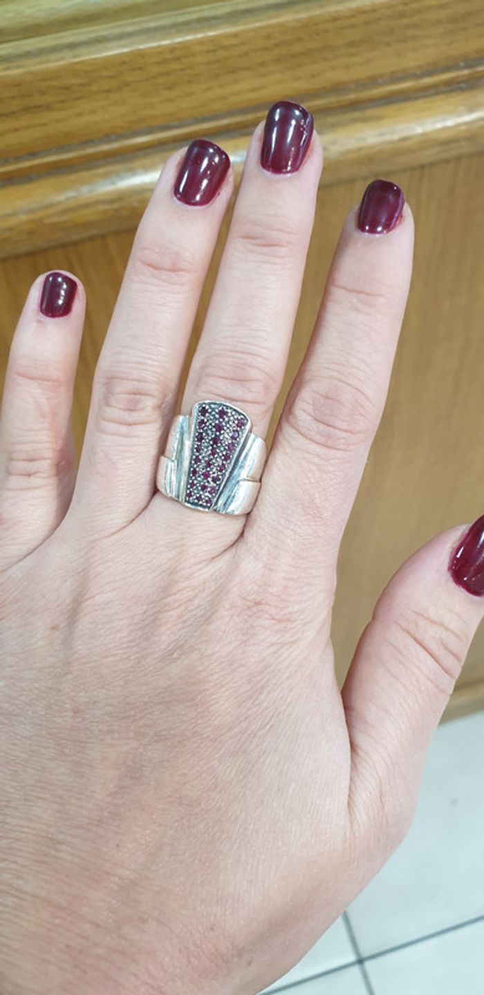 Bague art déco argent massif 925 et grenat