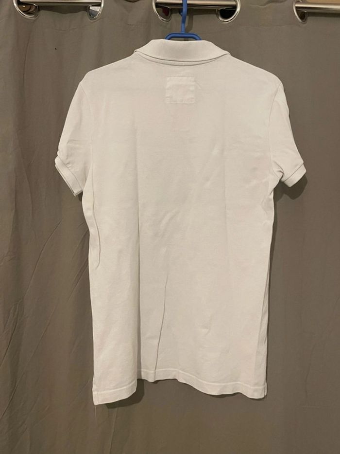 Polo à manches courtes blanc logo bleu marine hollister taille S - photo numéro 4