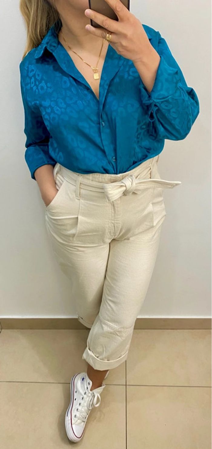 Jolie Chemise Satinée Imprimée Taille 38 - photo numéro 3