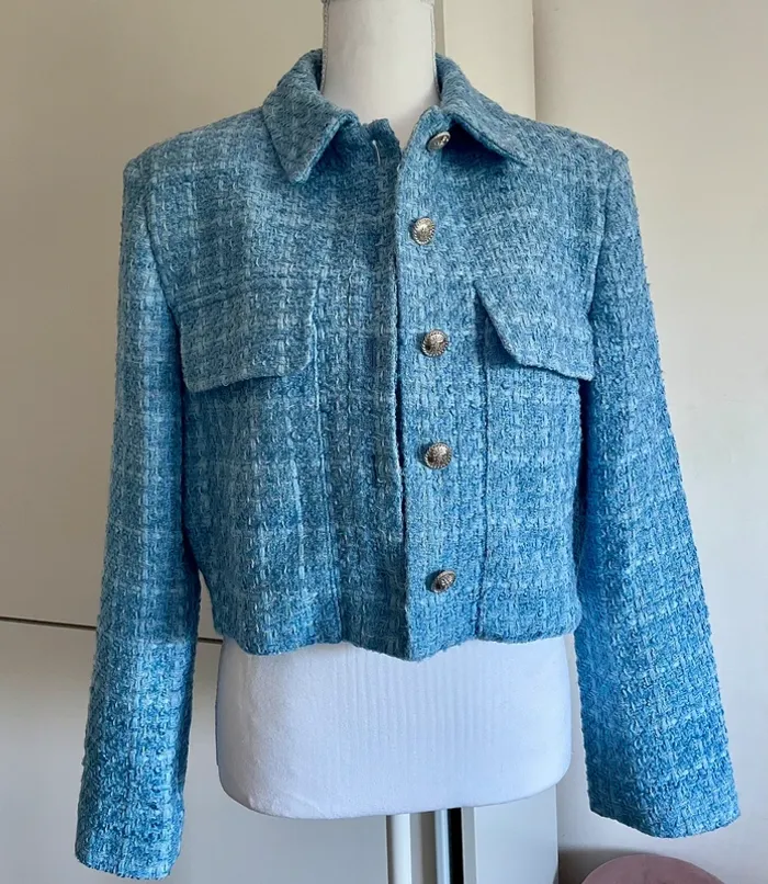 Zara Veste blazer tailleur cropped tweed taille M - photo numéro 14
