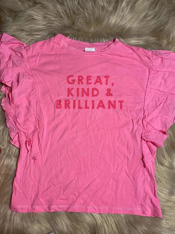 Tee shirt rose volant