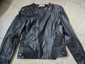 Veste cuir noir camaïeu