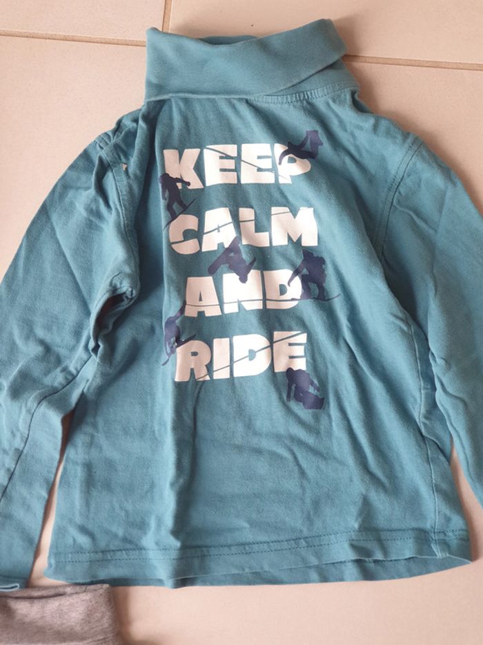 3 sous pull ou 3 t-shirt col roulé manche longue 4 ans - photo numéro 3