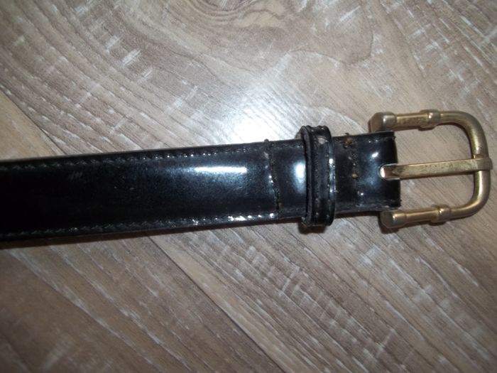 Ceinture fine cuir noir verni - photo numéro 2