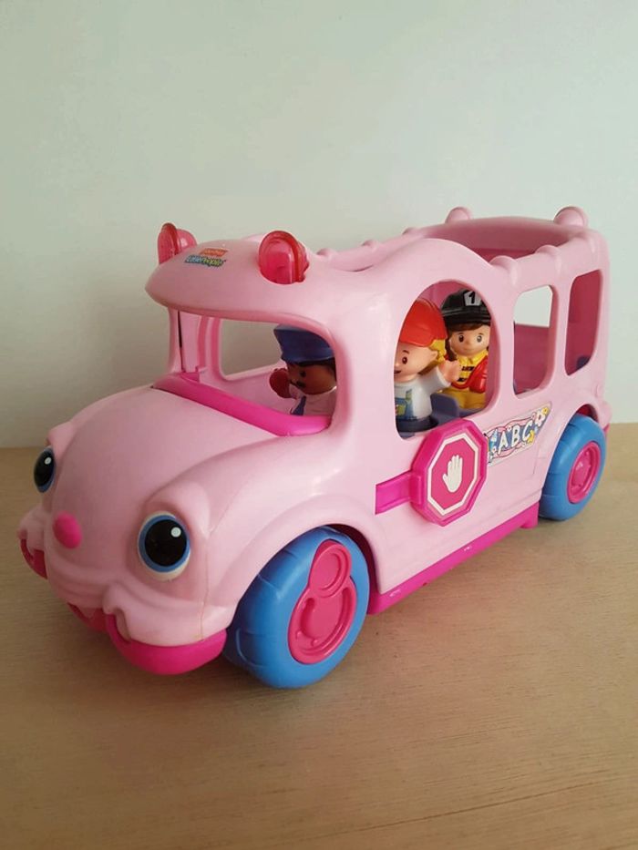 Fisher price car scolaire rose, sonore et lumineux Little people de Fisher Price - photo numéro 2