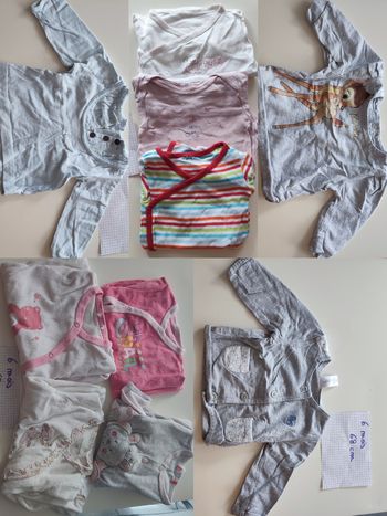 Lot 6 mois: pyjamas, bodies, pull, gilet