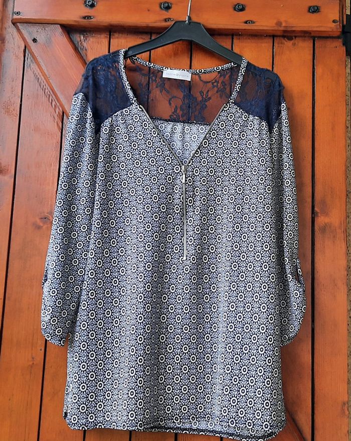 Blouse bleu imprimé, Cache Cache, taille 38