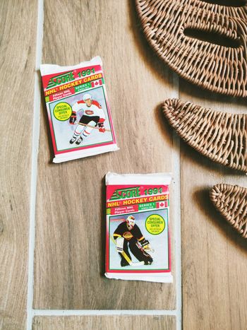 🏒 Lot 2 boosters paquets de cartes de Hockey américain Nhl Score 1991 Made in USA REF1