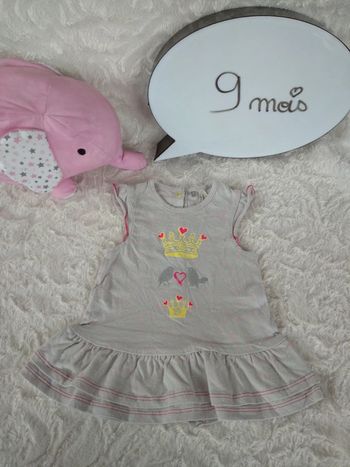 Robe courte ou tunique manches courtes Fille 9 mois Couronne Cœur oiseau Orchestra