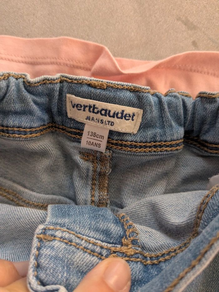 Ensemble tee shirt rose jupe en jean - photo numéro 2