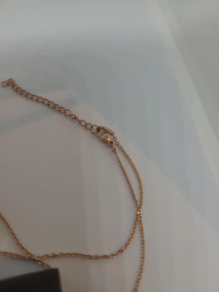 Collier cœur filigrane acier rose - photo numéro 3
