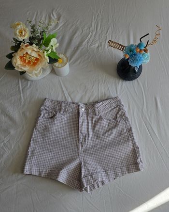 Lefties Short Vichy Coton Mauve Très bon état 38