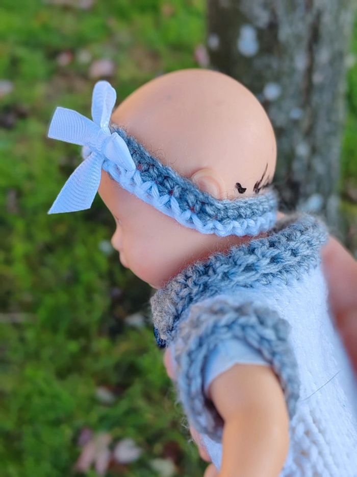 Tenue bébé - grise et blanche - pour poupon de 20cm - - photo numéro 4