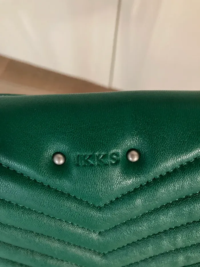 IKKS sac besace 1440 steward vert cuir neuf - photo numéro 3