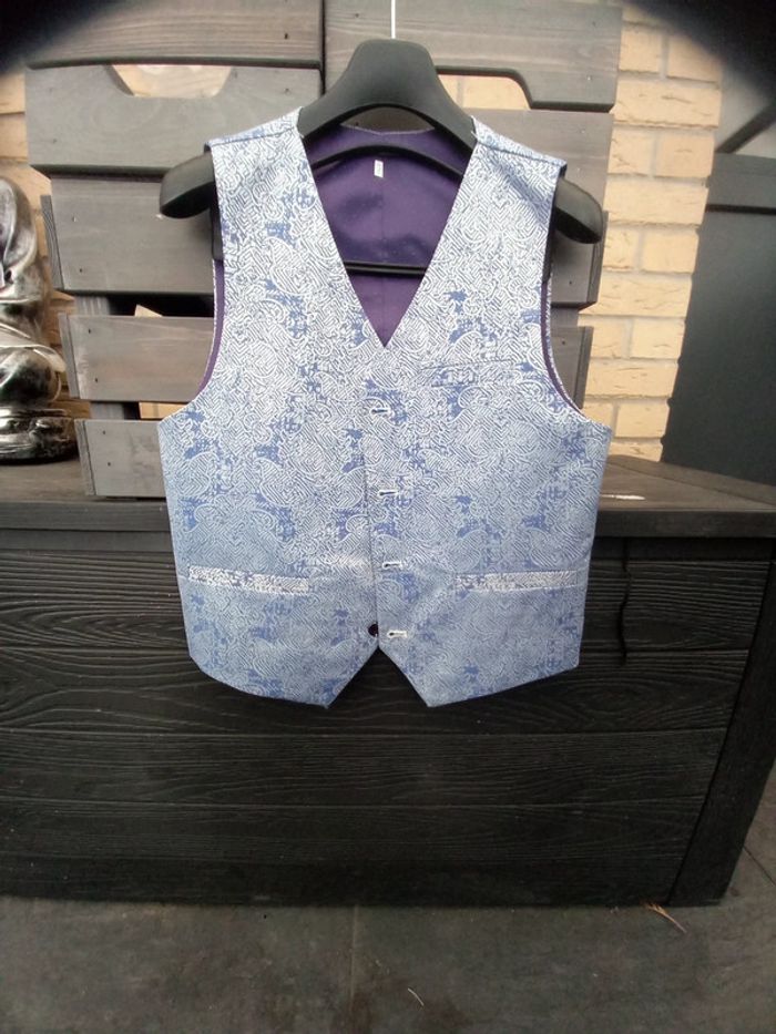 Costume enfant mariage bleu clair taille 150 cm - photo numéro 5