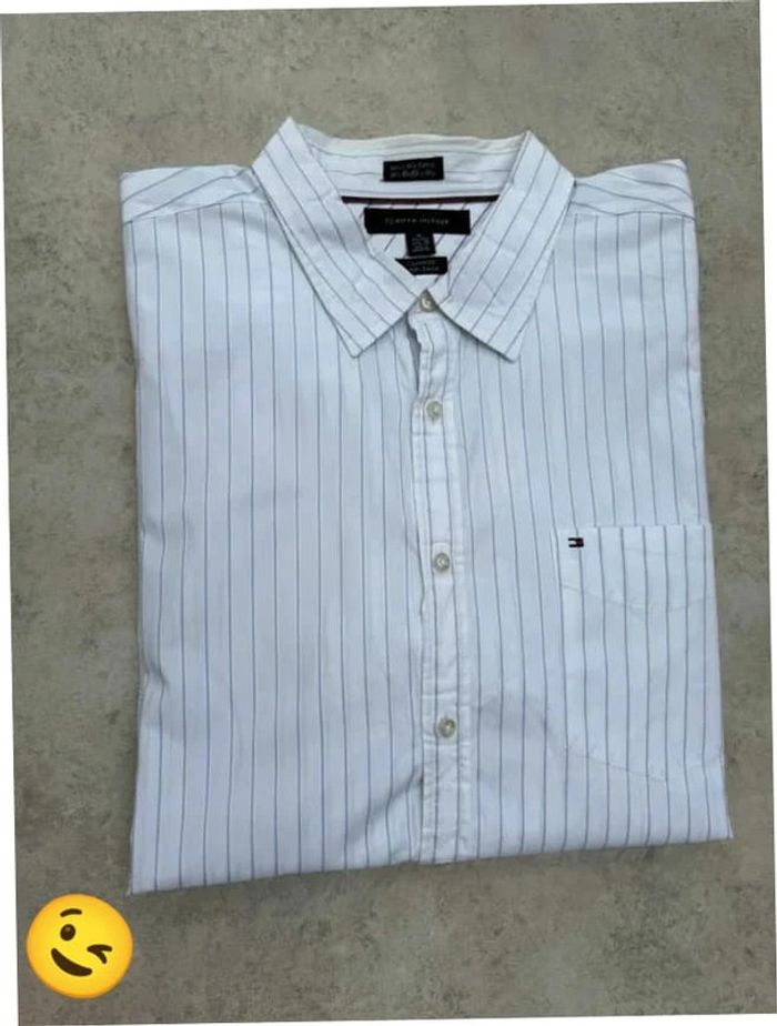 Chemise Tommy Hilfiger manche longue Taille XL blanc Homme Men CHE84