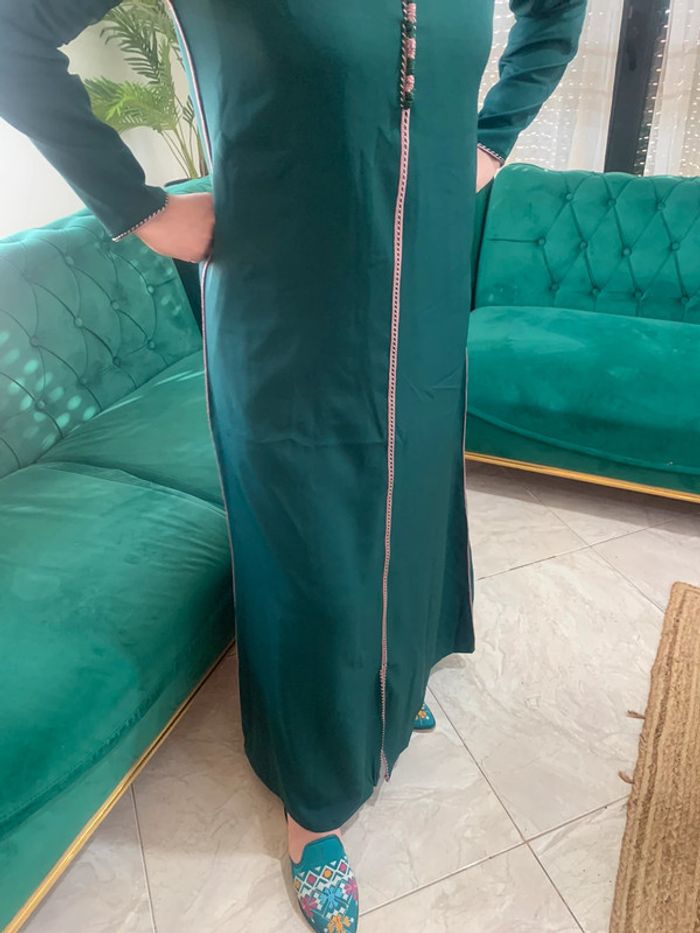 Djellaba Jelaba brodé vert neuf - photo numéro 5