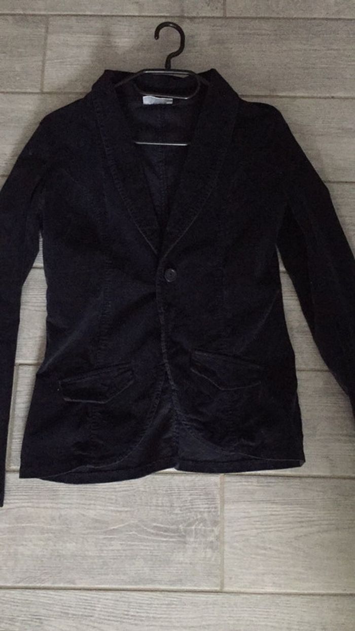 Blazer velour bleu - photo numéro 2