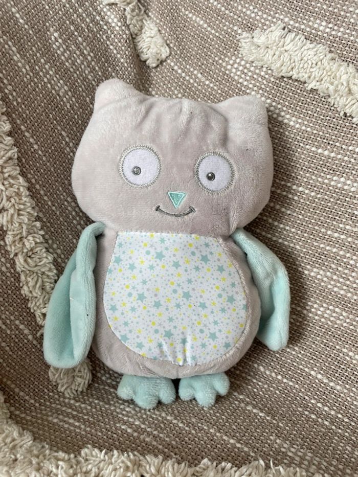 Peluche doudou 21cm Arthur et Lola hiboux bleu et gris étoile très bon état