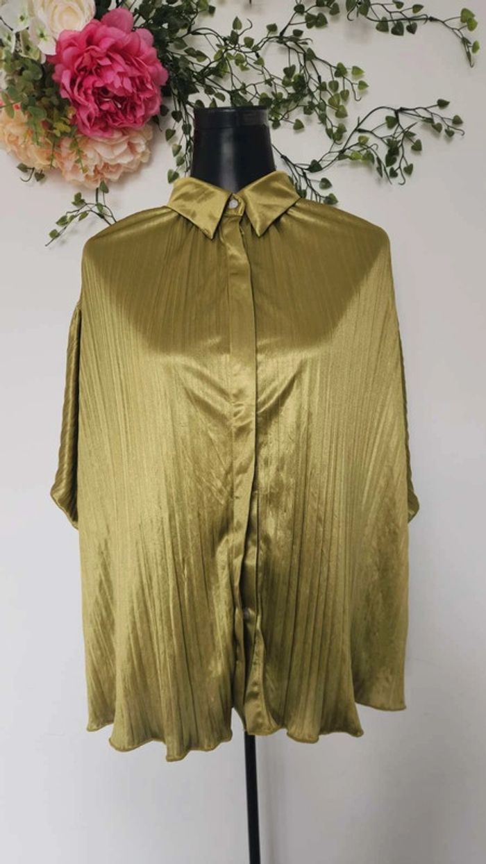 Blouse chemise plissée satinée Taille M 🎀