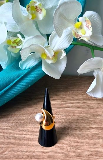 Bague/ring Perla dorée/ gold acier inoxydable