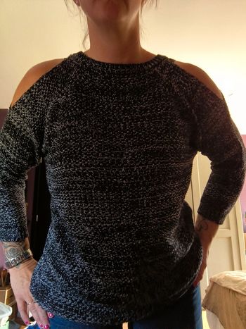 Pull chiné manches 3/4 Bershka taille S